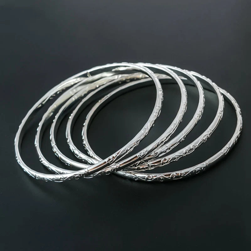 5Pcs/Set Simple Carving Flower Pattern Cuff Bracelet Bangle Sets For Women Accessories Pulsera Amuleto Trendy Fashion Jewel