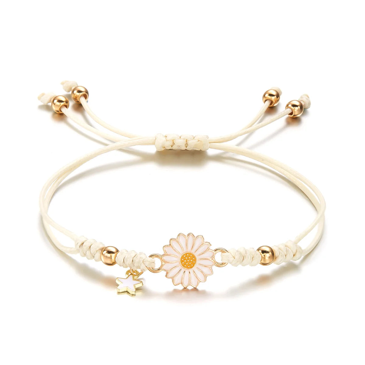Simple Lucky Knot Sunflower Bracelets for Girls Kids Trendy Handmade Braided Colorful Daisy Flower Bracelet Friendship Gifts