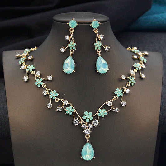 Rhinestone Water Drop Bridal Jewelry Sets for Women Choker Necklace Earring Set Wedding Bride Jewelry Sets