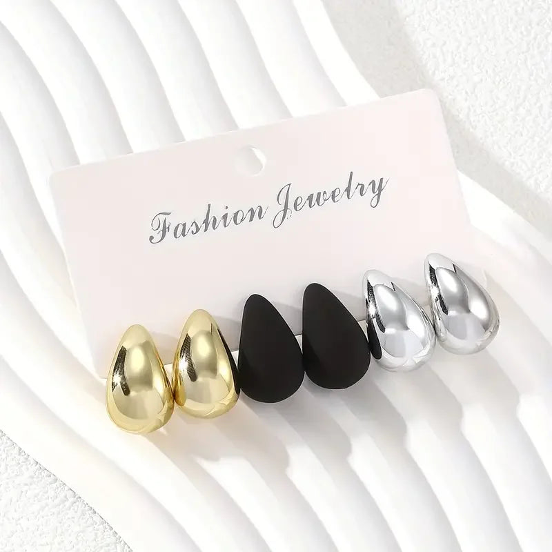 Vintage Elegant Teardrop Stud Earring Set Chic Simple Fashion Lightweight Earrings for Women Daily Wear Party Jewelry Gift 2025
