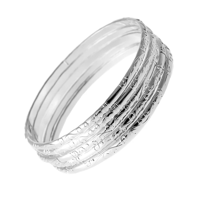 5Pcs/Set Simple Carving Flower Pattern Cuff Bracelet Bangle Sets For Women Accessories Pulsera Amuleto Trendy Fashion Jewel