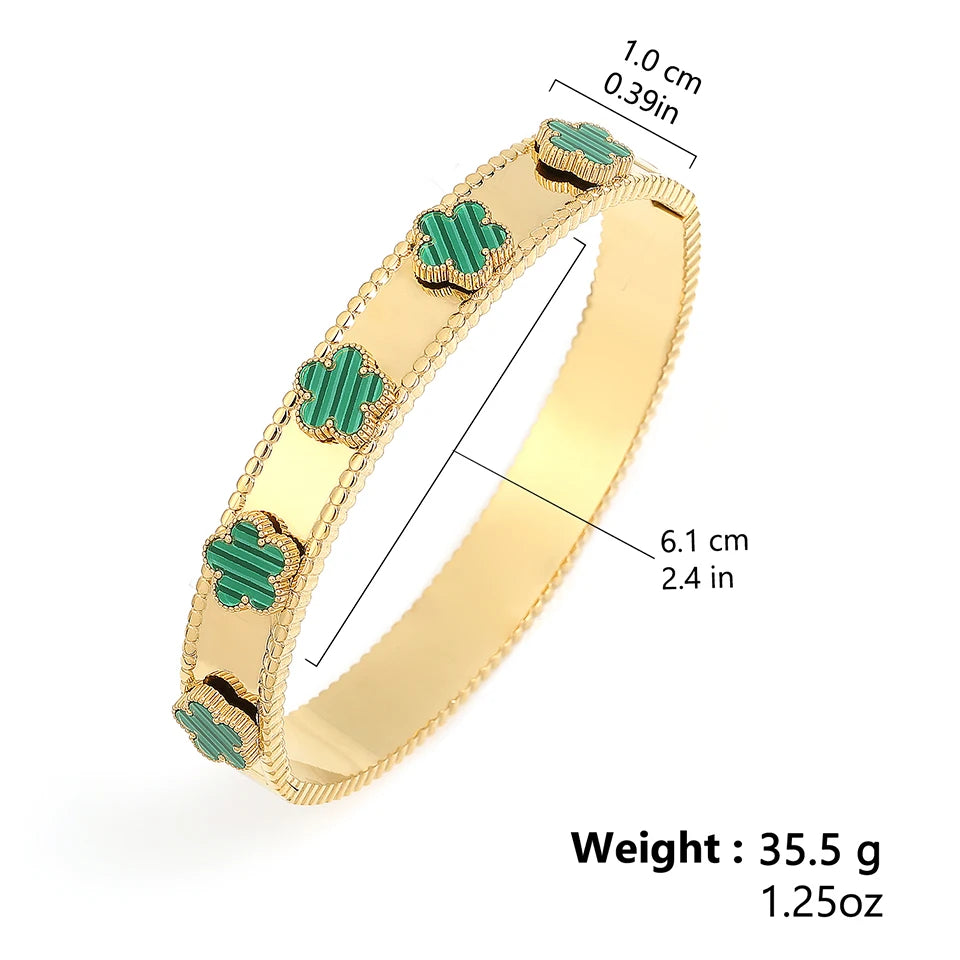 Yupsk Fashion Five-leaf Flower Stainless Steel Bracelet Bangle 18k Gold Color Lucky Grass Bracelets Female Jewelry Gift