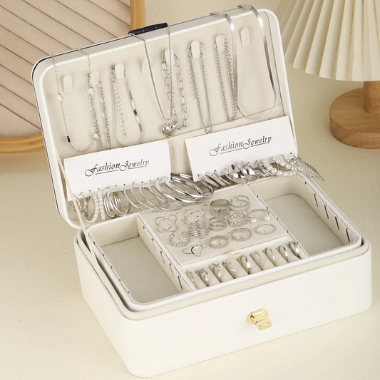 54 Pcs/Set Vintage Elegant Pearl Earrings Ring Heart Pendant Necklace Bracelet For Women Boho Daily Wear Jewelry Set Gifts 2024