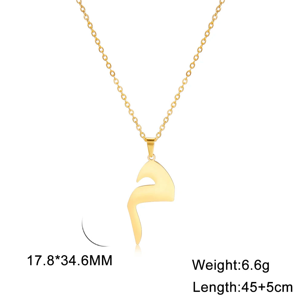 Cazador Gold Color 28 Arabic Letter Necklace for Women Stainless Steel Arab Alphabet Pendant Choker Necklaces Jewelry 2024 Trend