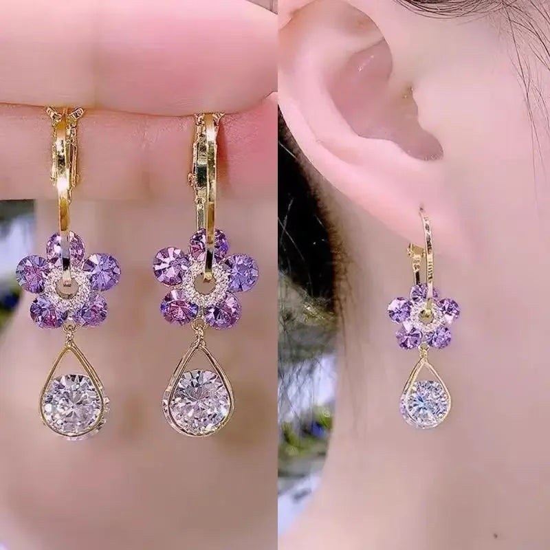 925 Silver Needle Vintage Green Crystal Butterfly Drop Earrings for Women Jewelry New Trending Luxury Zircon Women's Earrings