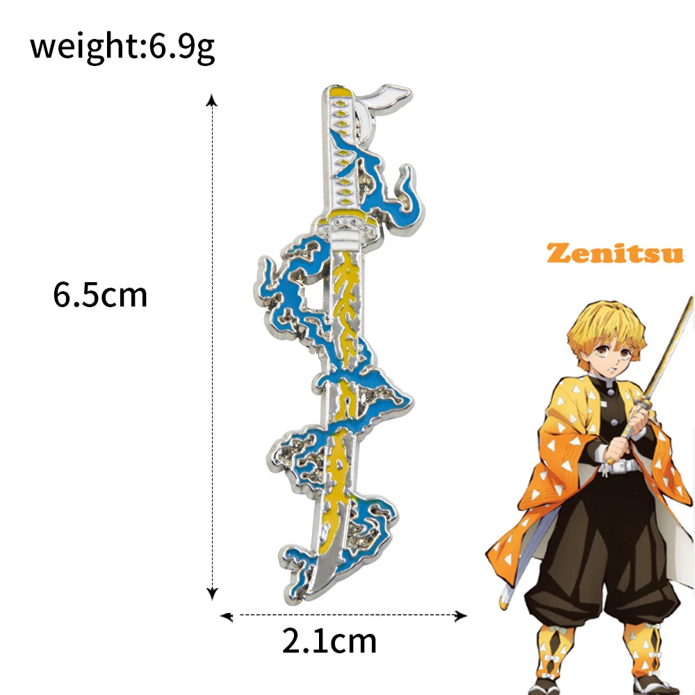 Anime Demon Slayer Brooch Enamel Kimetsu no Yaiba Sword Pins Weapon Badge Fans Cosplay Souvenir Props Backpack Jewelry Gift