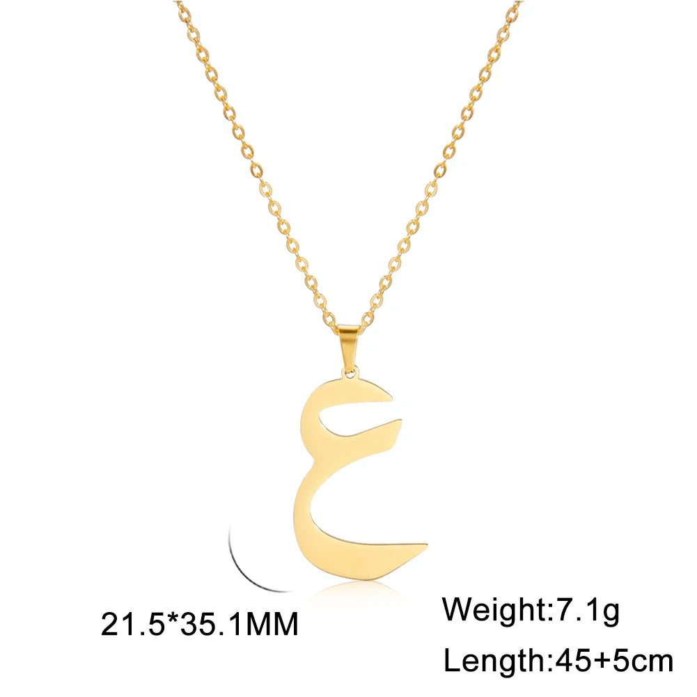 Cazador Gold Color 28 Arabic Letter Necklace for Women Stainless Steel Arab Alphabet Pendant Choker Necklaces Jewelry 2024 Trend