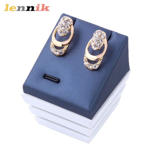 LENNIK European American Exaggerated Crystal Bridal Jewelry - Necklace Earrings 4Pcs Set - Alloy Zircon Wholesale Accessories