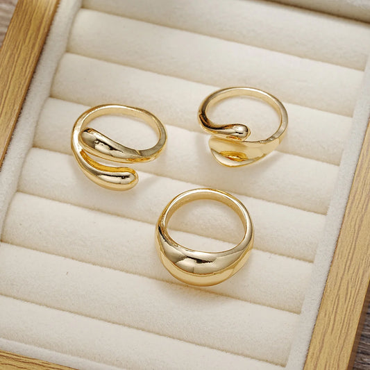 4 Pcs Punk Irregular Rings Set for Women Retro Exaggerated Geometric Gold Color Open Ring Fashion Personality Jewelry Gifts 2025