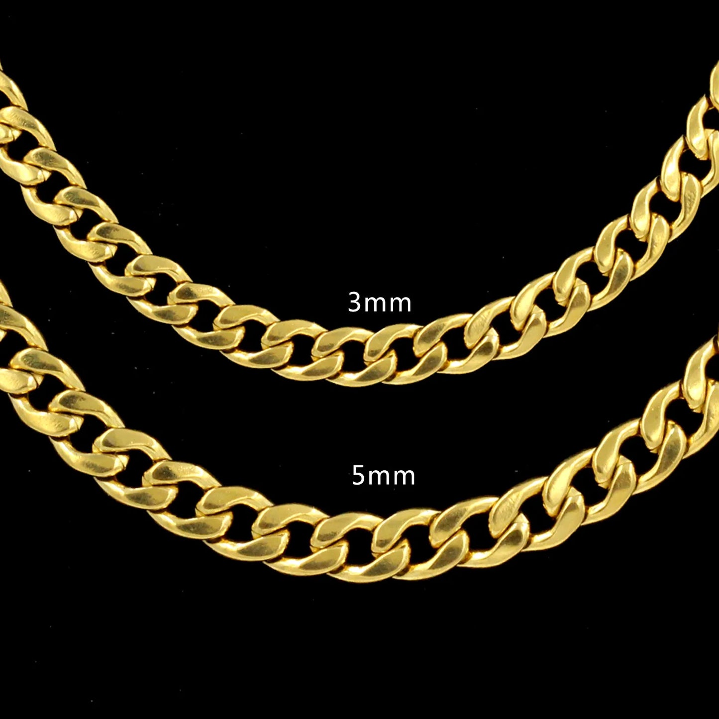 LUXUKISSKIDS Hip Hop Width 5/7MM Cuban Link Stainless Steel Chains Necklace for Men Basic Simple Rapper's Choker on Neck Jewelry