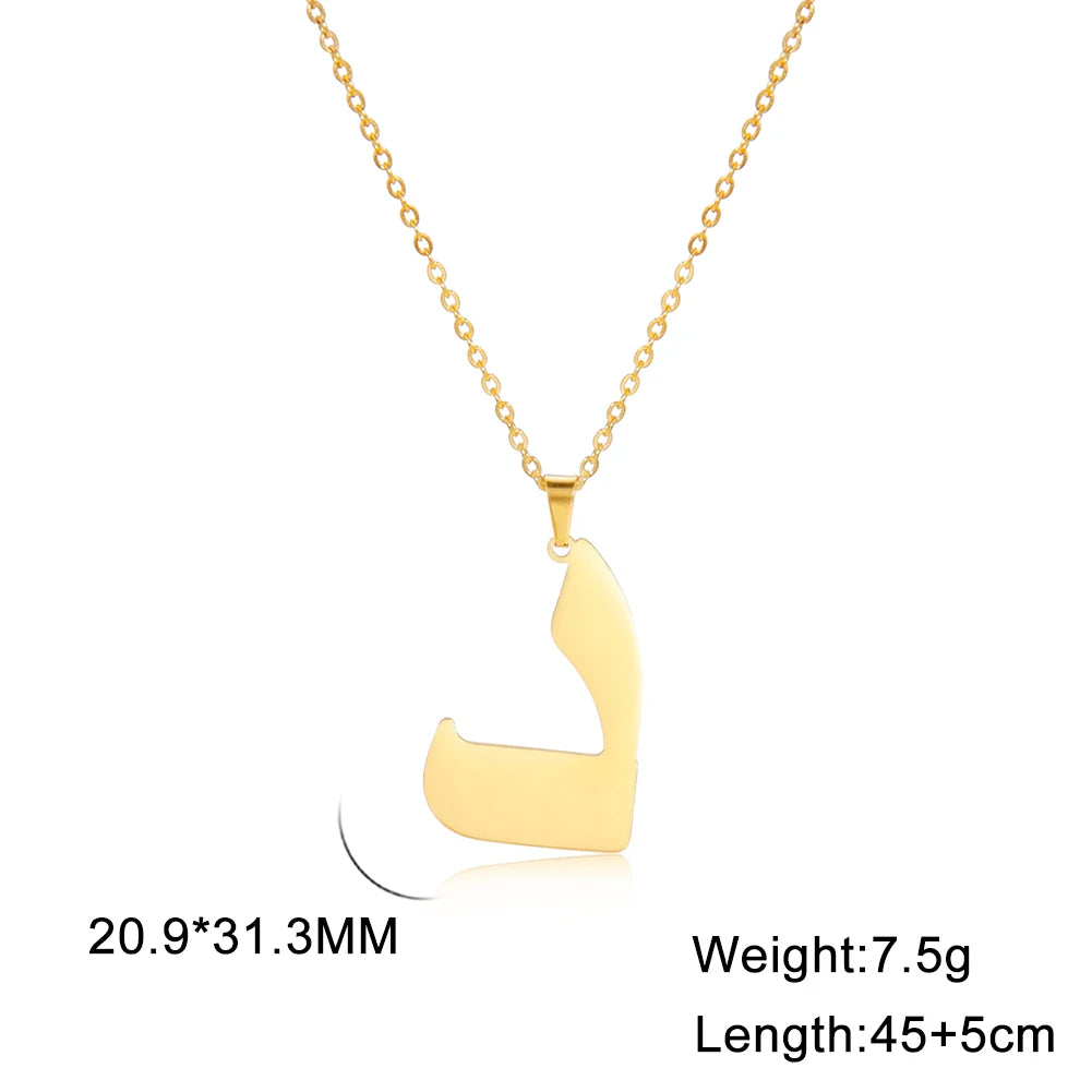 Cazador Gold Color 28 Arabic Letter Necklace for Women Stainless Steel Arab Alphabet Pendant Choker Necklaces Jewelry 2024 Trend