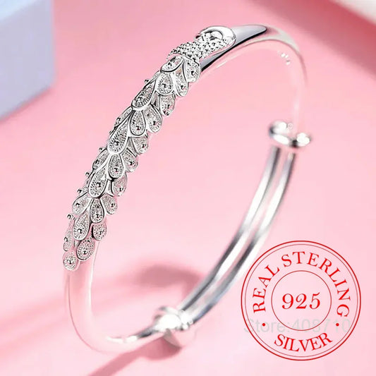 925 Sterling Silver Luxury Noble Phoenix Bangle Bracelets for Women Adjustable Fashion Party Wedding Accessories Jewelry Gifts