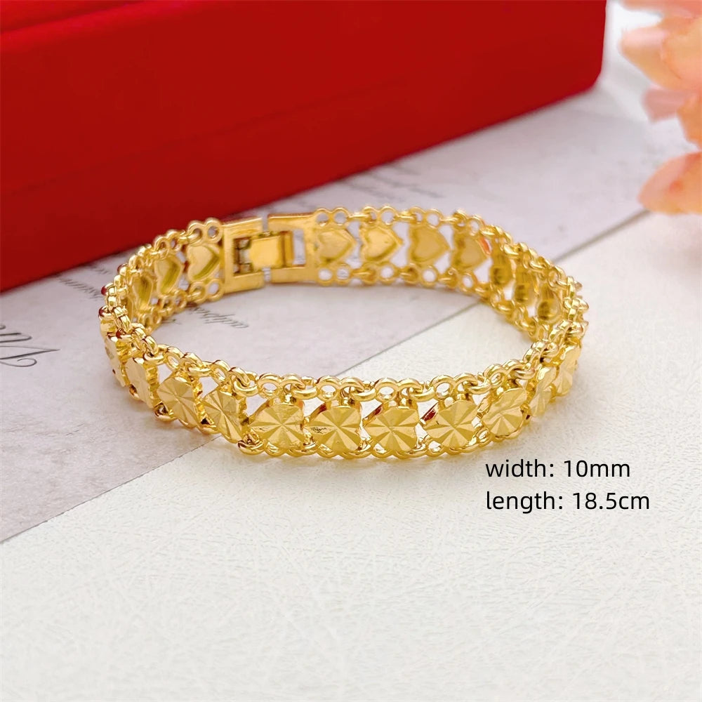 Stainless Steel Women's Hand Bracelet Crown Heart Leaves Flower Wide Chain Wristband Pulsera Femme Vintage Jewelry Party Gifts