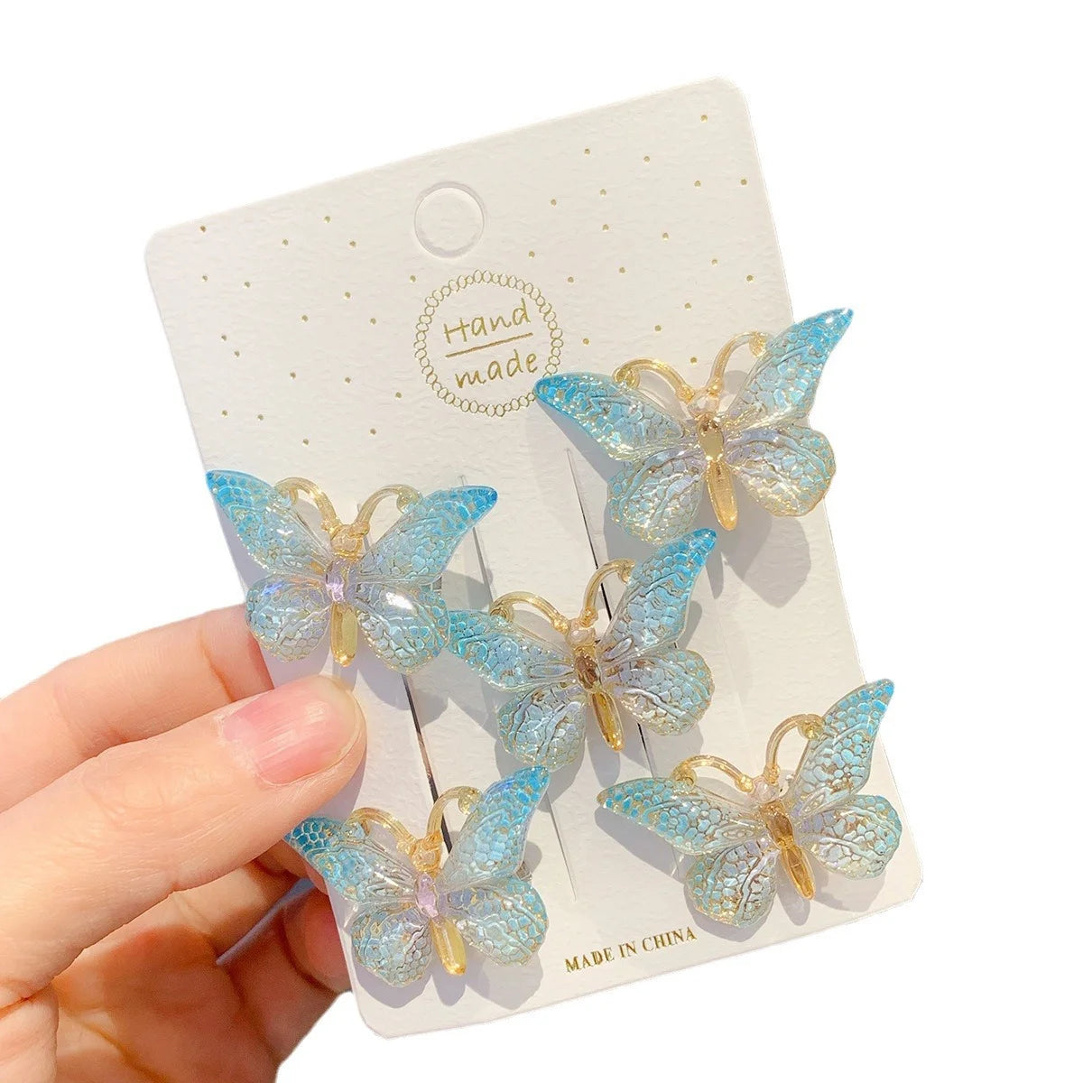 5PCS Sweet Macarons Gradient Color Cute Butterfly Kids Hairpins Children Headwear Princess Barrette Girls Hair Accessories