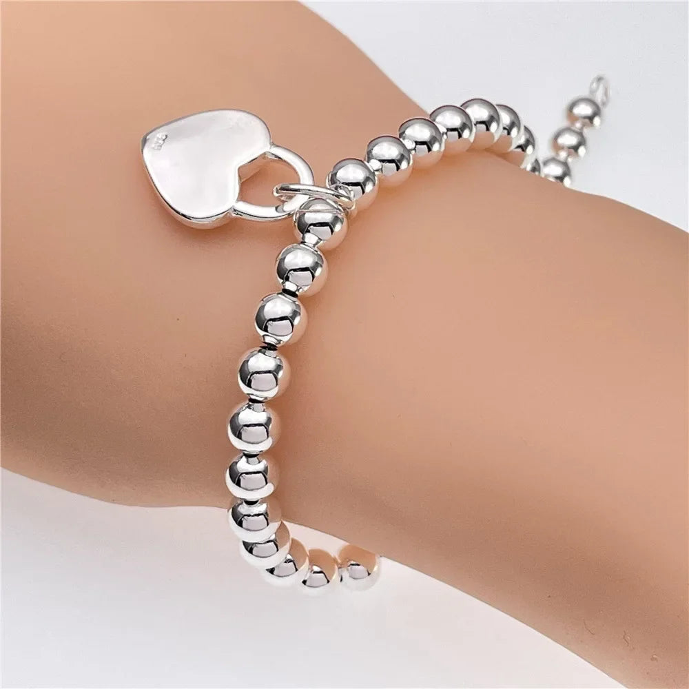 925 Sterling Silver Square Buckle 10MM Side Chain Solid Bracelet for Women Men Charm Party Gift Wedding Fashion Jewelry