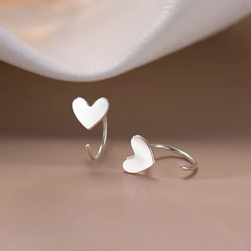 Exquisite Zircon Round Stud Earrings For Women Men Simple Silver Color Mini Heart Square Ear Bone Piercing Earrings Jewelry