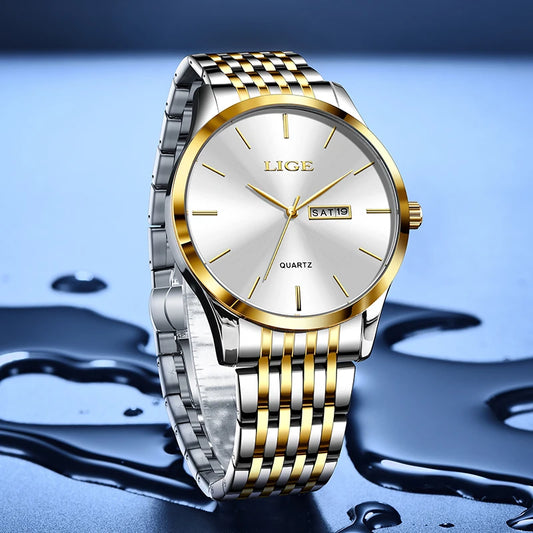 LIGE 2023 New Gold Watch Women Watches Ladies Creative Steel Women's Bracelet Watches Female Waterproof Clock Relogio Feminino