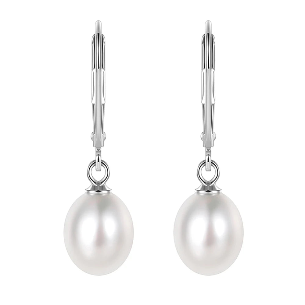 Trumium Handpicked AAA+ Quality Freshwater Natural Pearl Earrings Women 925 Sterling Silver Waterdrop Dangle Stud Pearl Earring