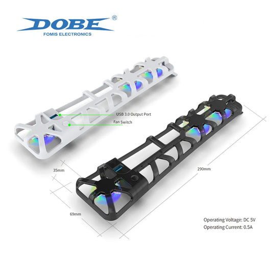 DOBE Cooling Fan for PS5 Slim Disc Edition/Digital Edition with RGB Lighting and USB 3.0 Port TP5-3538S