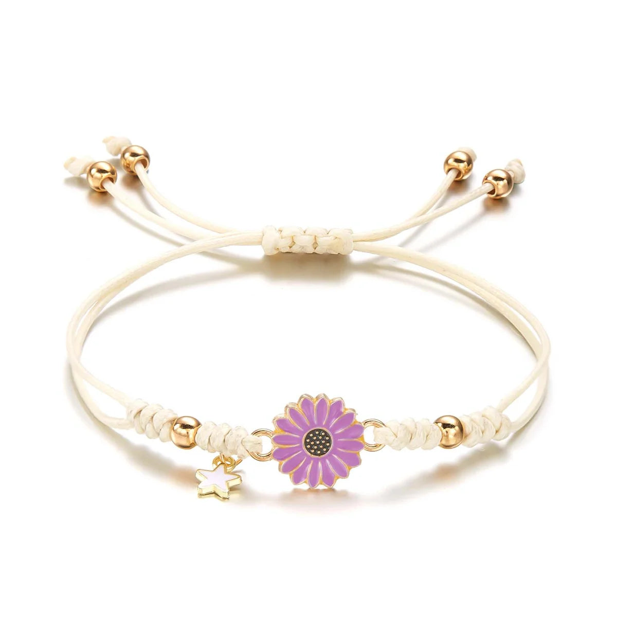 Simple Lucky Knot Sunflower Bracelets for Girls Kids Trendy Handmade Braided Colorful Daisy Flower Bracelet Friendship Gifts