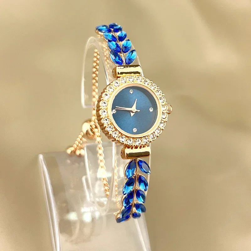 Luxury Brand Diamond Women Watches Green Watch Ladies Wrist Watch Rhinestone Womens Bracelet Watches New Female Relogio Feminino