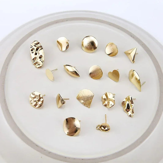 10pcs/set DIY Stainless Steel Earrings Connectors Round Irregular Gold Color Earrings Back Earrings Setting for Jewelry Making