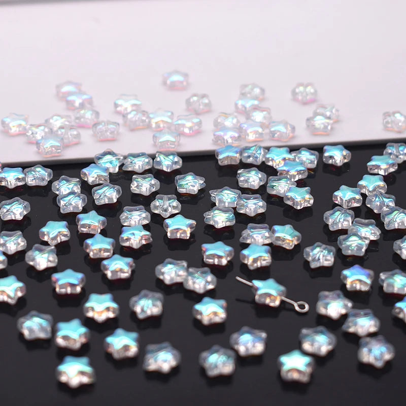 Mixed-color 8mm 60pcs Star Beads Czech Glass Loose Spacer Beads Handmade Diy Accessories Jewelry Making Necklace Earrings