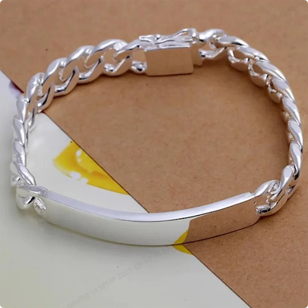 Stylish 925 Sterling Silver Classic Minimalist Men's Bracelet - Luxury Engagement Gift/Party Jewelry