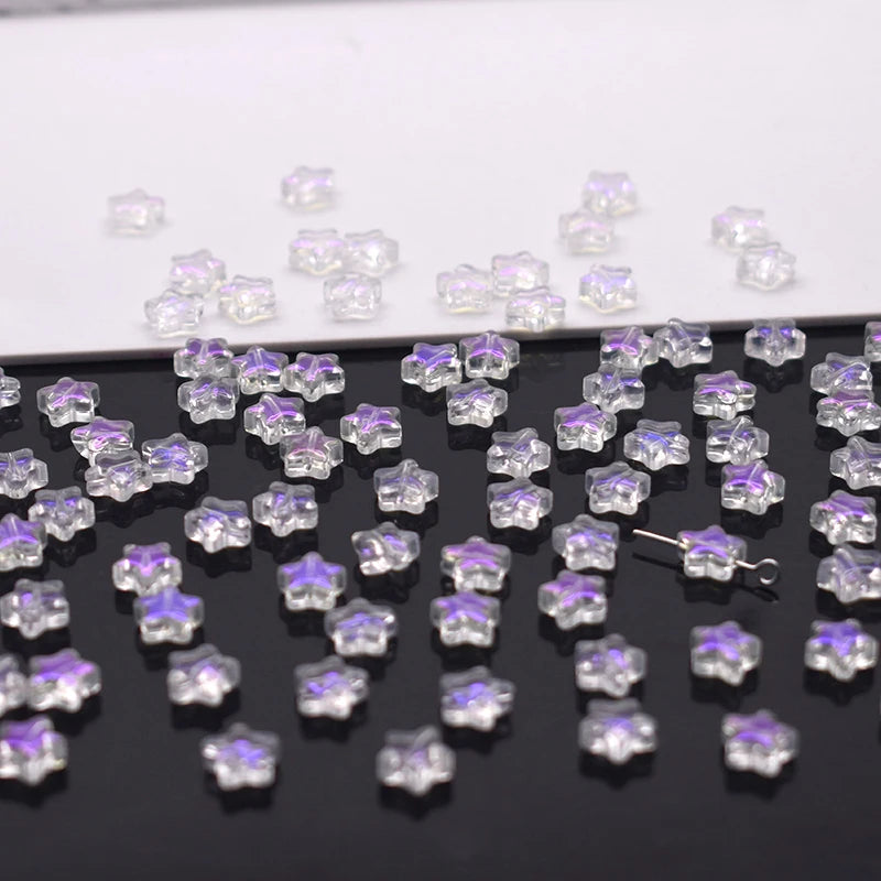 Mixed-color 8mm 60pcs Star Beads Czech Glass Loose Spacer Beads Handmade Diy Accessories Jewelry Making Necklace Earrings