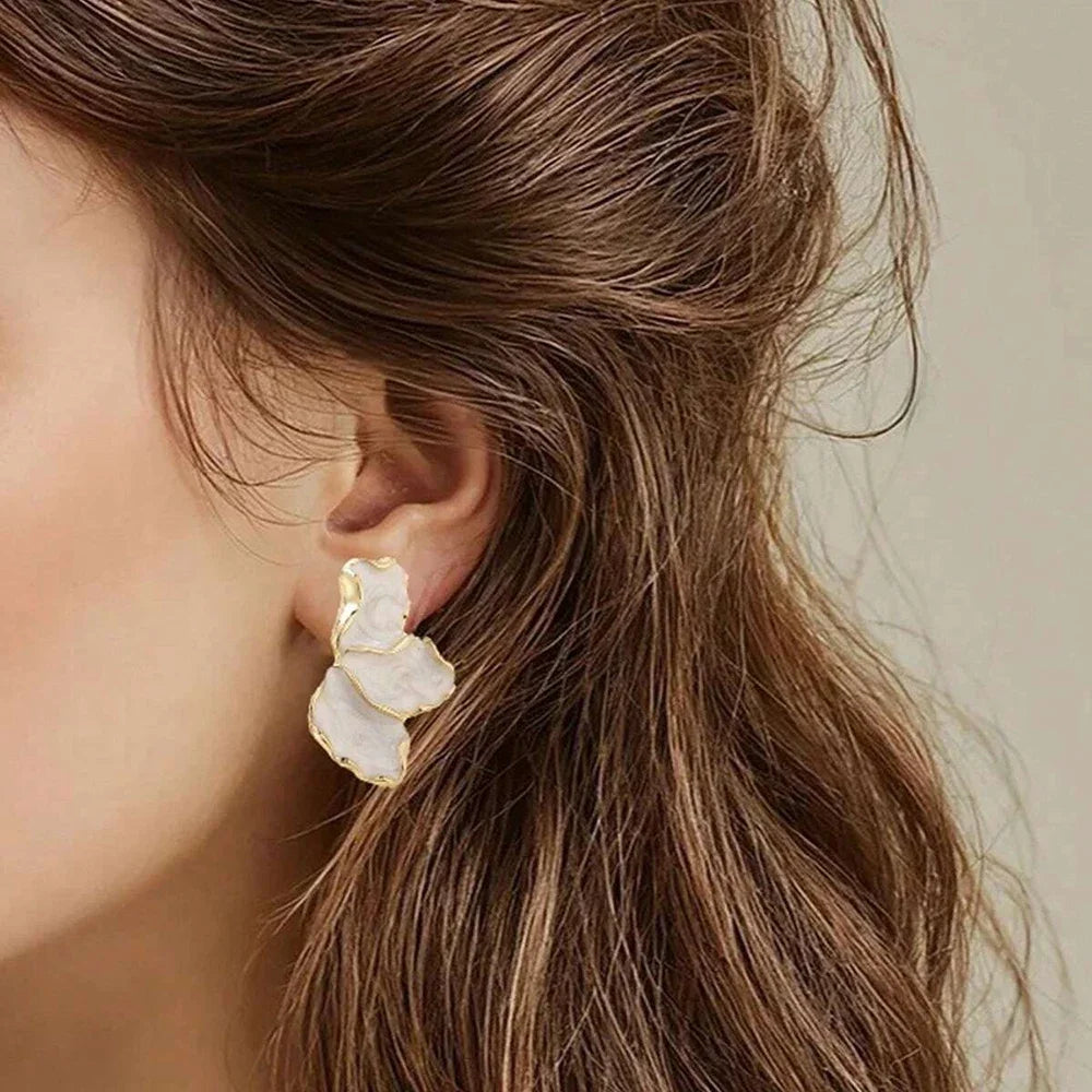 2025 New In Trend Korean Green Rose Color Flower Drop Earrings for Women Exaggerated Flower Hanging Sweet Earrings Jewelry Gift