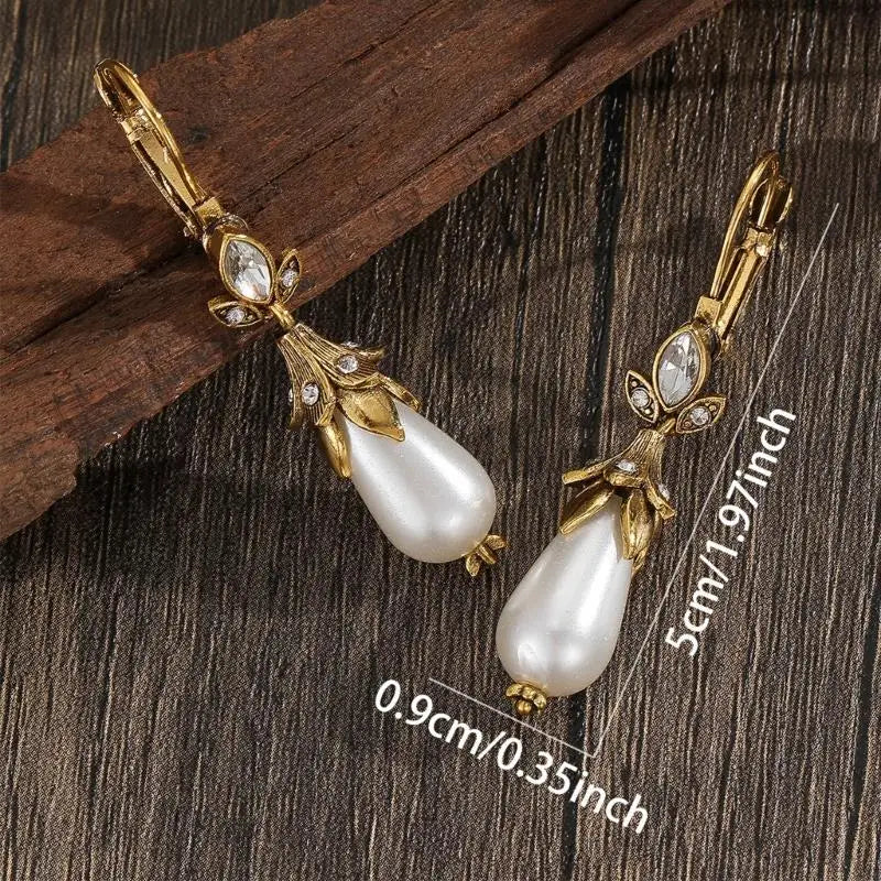 Elegant Handmade Pearls Earrings Vintage Pendant Earrings Women Ear Jewelry Perfect for Parties and Special Occasions XX9C