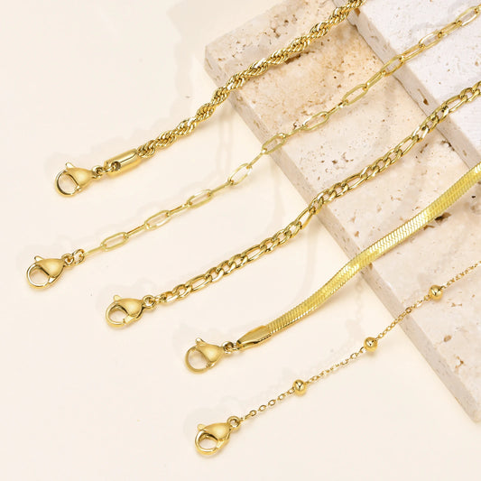 5PCS/Set Women Gold/Silver Color Bracelets,Stainless Steel Lady Geometric Fashion Charm Chain,Multi Layers Dainty Girl Jewelry