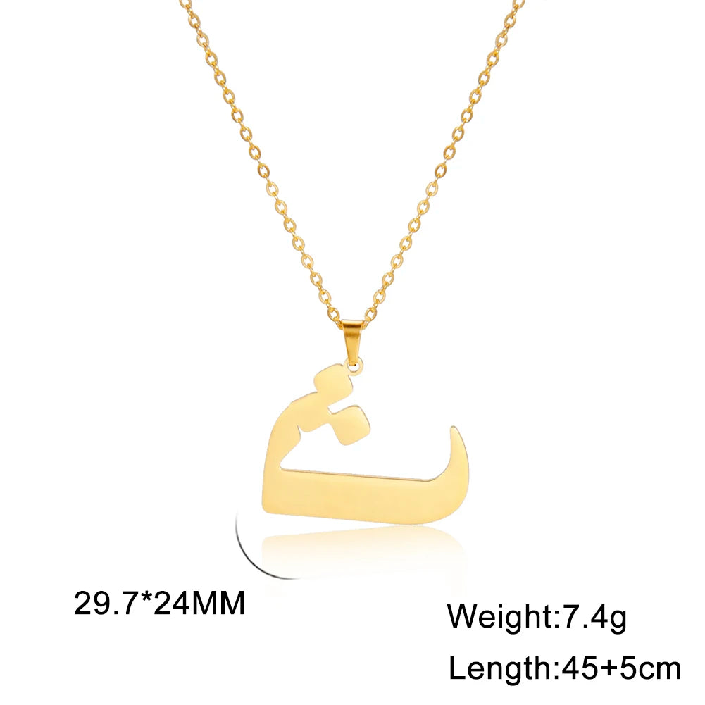 Cazador Gold Color 28 Arabic Letter Necklace for Women Stainless Steel Arab Alphabet Pendant Choker Necklaces Jewelry 2024 Trend