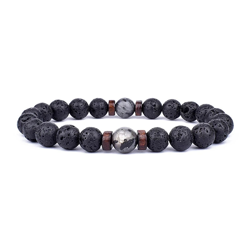 Natural Volcanic Lava Stone Beaded Bracelets for Women Men Jewelry Tiger Eyes Lapis Lazuli Healing Balance Chakra Bead Bracelet