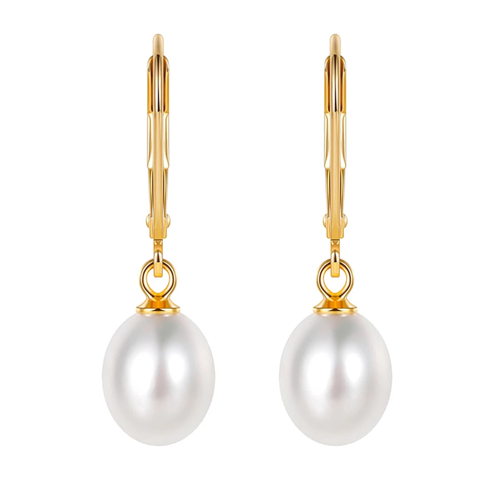 Trumium Handpicked AAA+ Quality Freshwater Natural Pearl Earrings Women 925 Sterling Silver Waterdrop Dangle Stud Pearl Earring