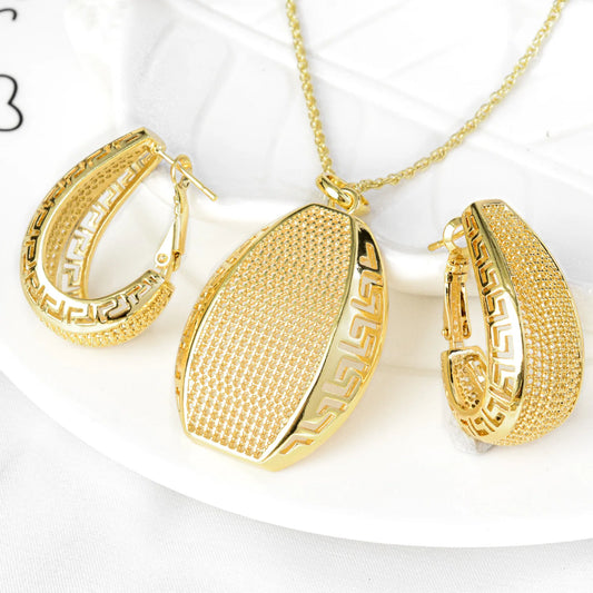 Sunnice Trendy Copper Earrings Pendant Set 18K Gold Plated for Women Gift Anniversary Party