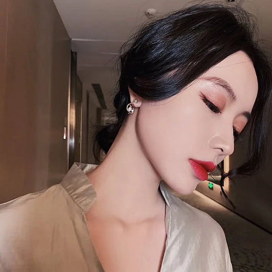 New Trendy Crystal Cute Cat Stud Earrings For Women Fashion Moon Planet Round Water Earring Girl Personality Jewelry