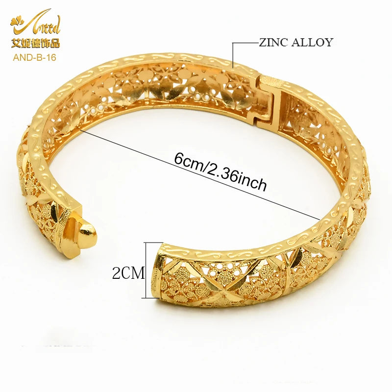 ANIID Dubai 24K Gold Color Hand Bracelet And Bangles Women Designer African Charm New Luxury High Quality Moroccan Jewelry