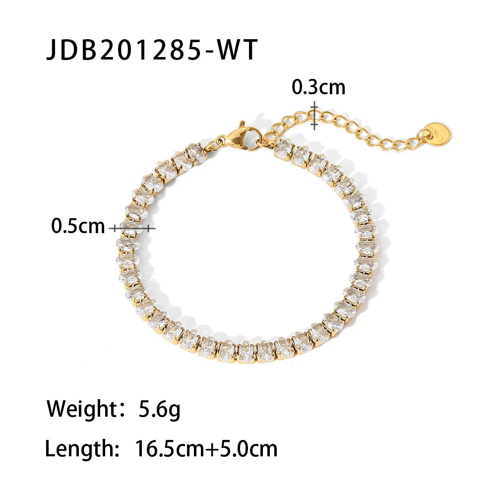 Uworld Maximalist Dipped With Cubic Zirconia Gemstones Stainless Steel Bracelet for Women Jewelry Gift bracelet Waterproof Jewel