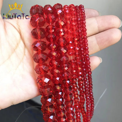 Faceted Red Glass Crystal Rondelle Beads Loose Spacer Beads For Jewelry Making DIY Bracelet Earrings 15''Strand 4/6/8/10/12/14mm