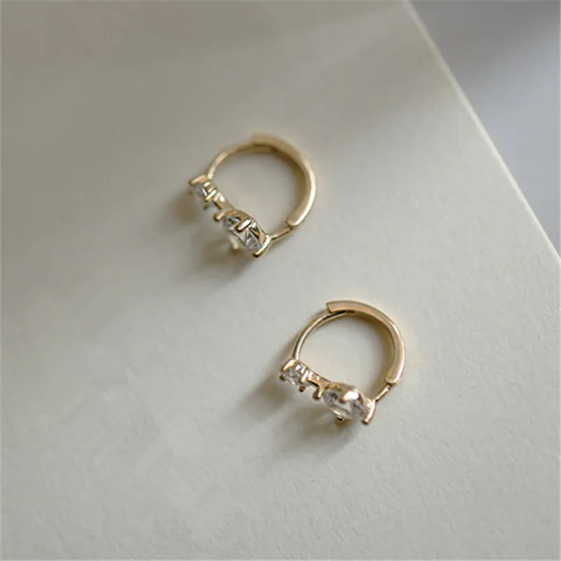 925 Sterling Silver Plating 14K Gold Earrings Korea Sweet Zircon Ear Studs Women Temperament Party Jewelry Gifts