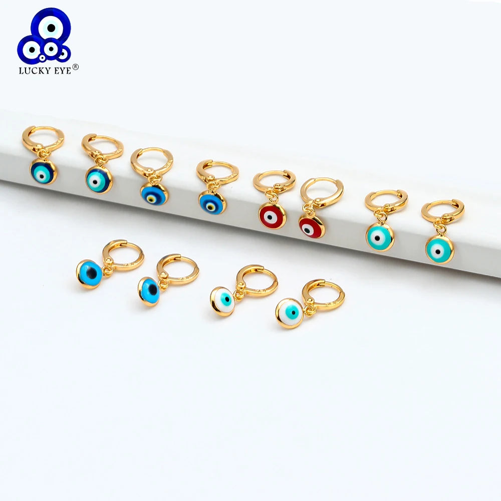 Lucky Eye Turkish Evil Eye Drop Earrings Colorful Charms Hanging Dangle Earrings for Women Ladies Copper Jewelry Gift EY6456