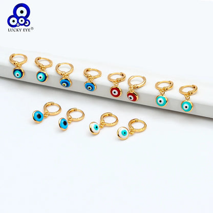 Lucky Eye Turkish Evil Eye Drop Earrings Colorful Charms Hanging Dangle Earrings for Women Ladies Copper Jewelry Gift EY6456