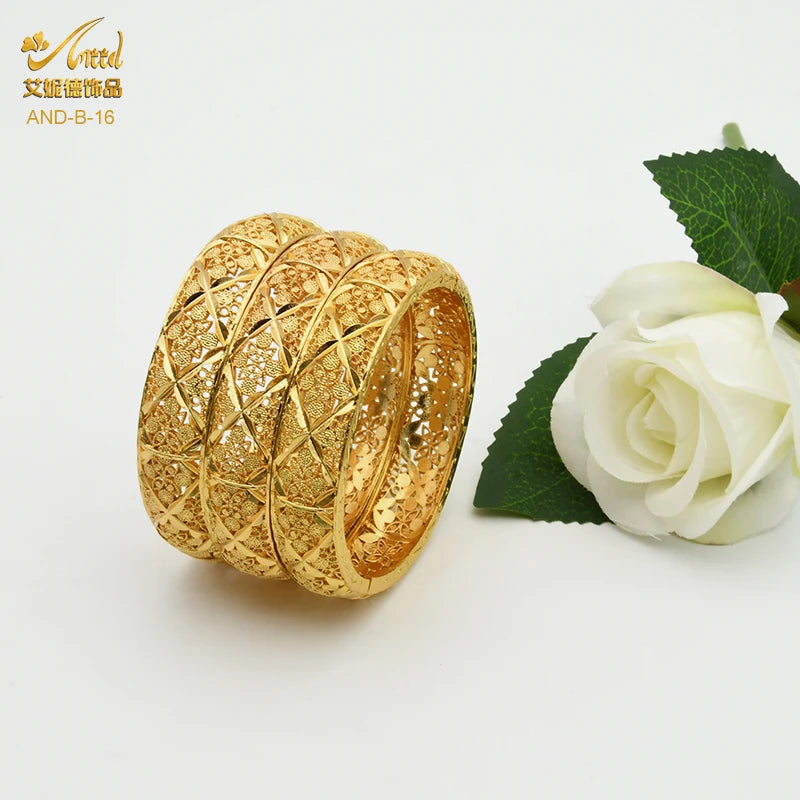 ANIID Dubai 24K Gold Color Hand Bracelet And Bangles Women Designer African Charm New Luxury High Quality Moroccan Jewelry