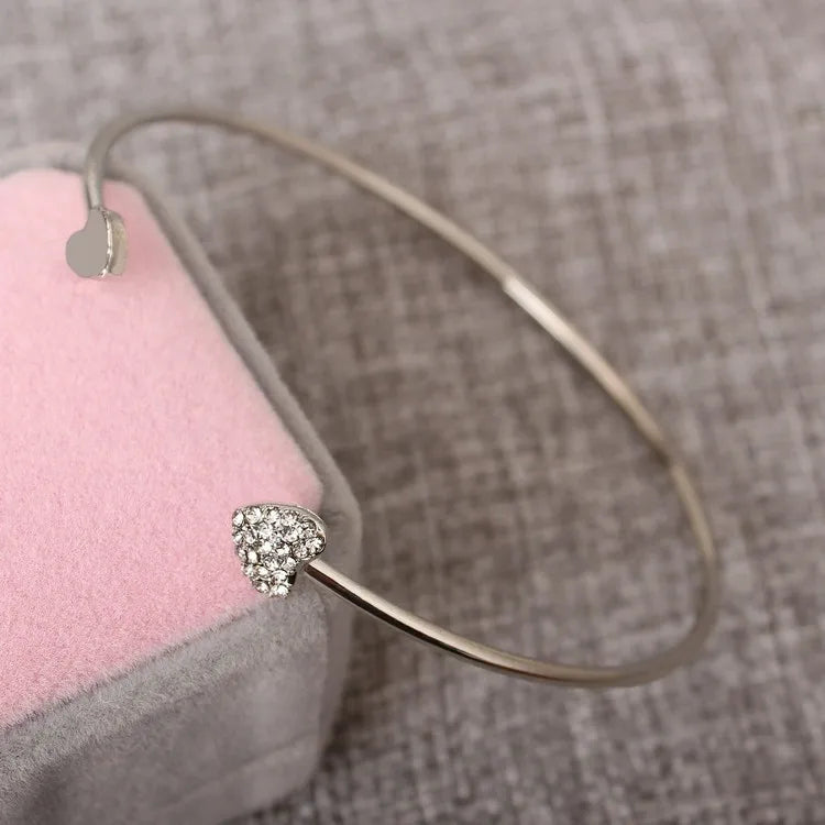 New Women Luxury Lucky Bracelet for Female Blue Crystal Heart Charm Bracelet Women Bridal Wedding Engagement Fine Jewelry Gift