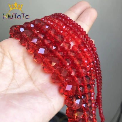 Faceted Red Glass Crystal Rondelle Beads Loose Spacer Beads For Jewelry Making DIY Bracelet Earrings 15''Strand 4/6/8/10/12/14mm