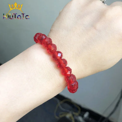 Faceted Red Glass Crystal Rondelle Beads Loose Spacer Beads For Jewelry Making DIY Bracelet Earrings 15''Strand 4/6/8/10/12/14mm