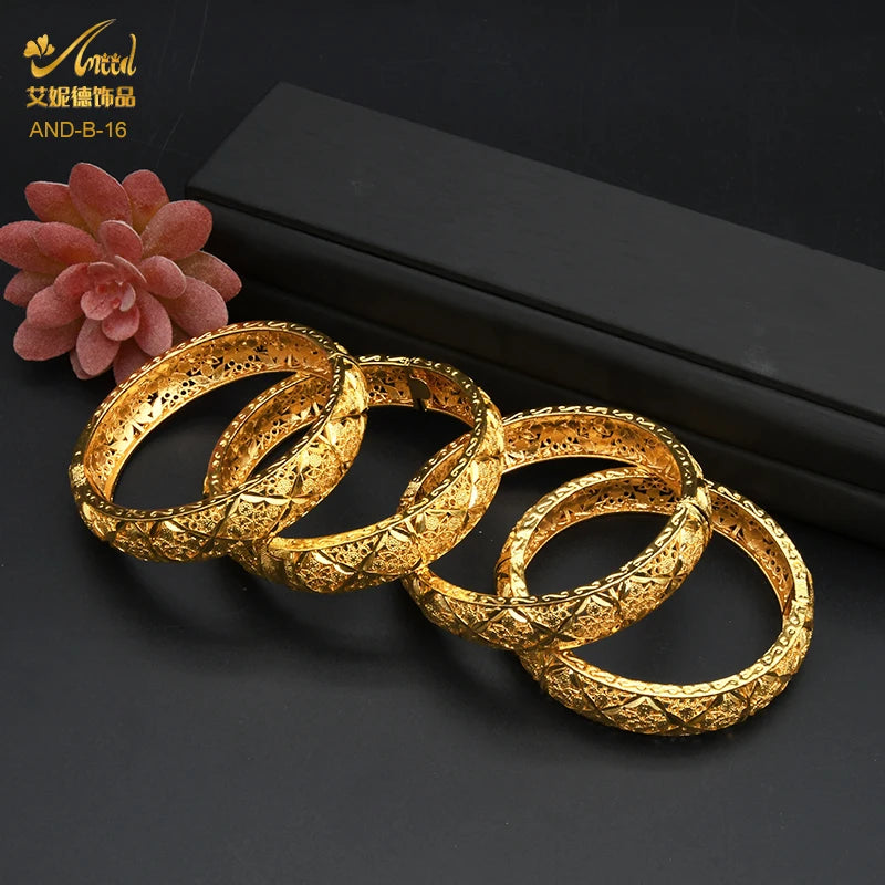 ANIID Dubai 24K Gold Color Hand Bracelet And Bangles Women Designer African Charm New Luxury High Quality Moroccan Jewelry