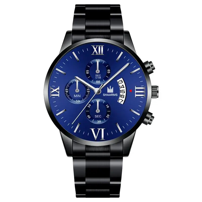 Business  Brand Luxury Men's Military Quartz Watch Men's Stainless Steel Gold Black Calendar Date Watch Male Clock Relogio