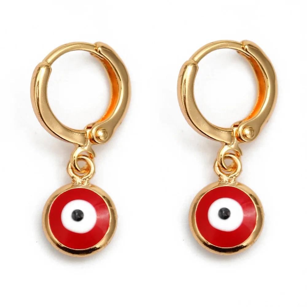 Lucky Eye Turkish Evil Eye Drop Earrings Colorful Charms Hanging Dangle Earrings for Women Ladies Copper Jewelry Gift EY6456